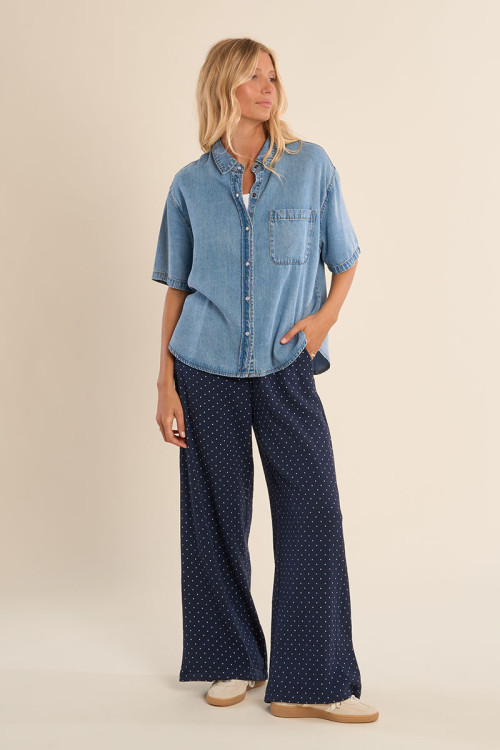 Denim shirt, short sleeves