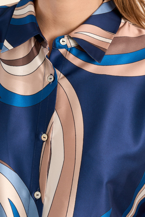 Short-sleeved blouse, satin effect