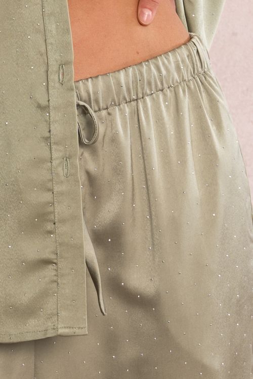 Pantalon satiné à strass