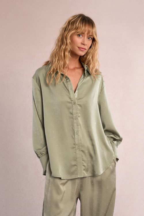 Rhinestone satin blouse