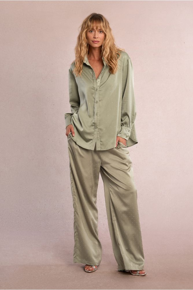 Rhinestone satin blouse