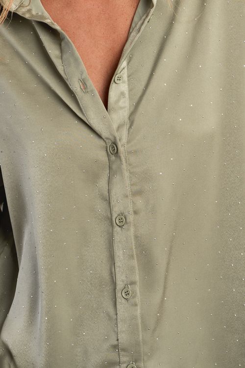 Rhinestone satin blouse