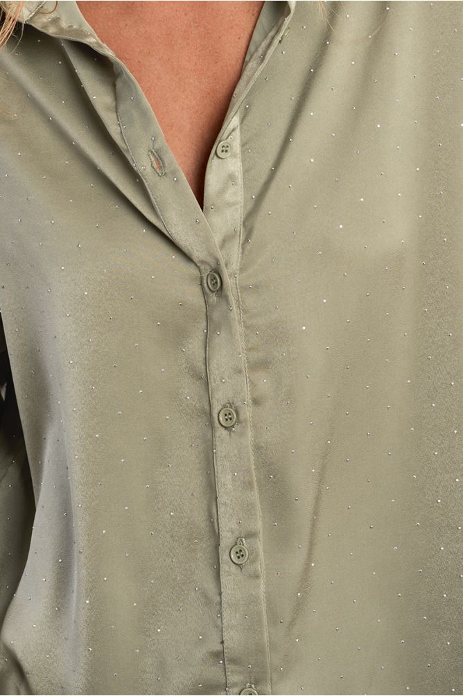 Chemisier satiné à strass
