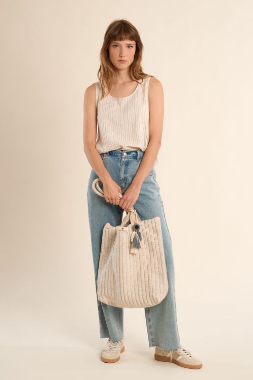 Striped bag, large handles