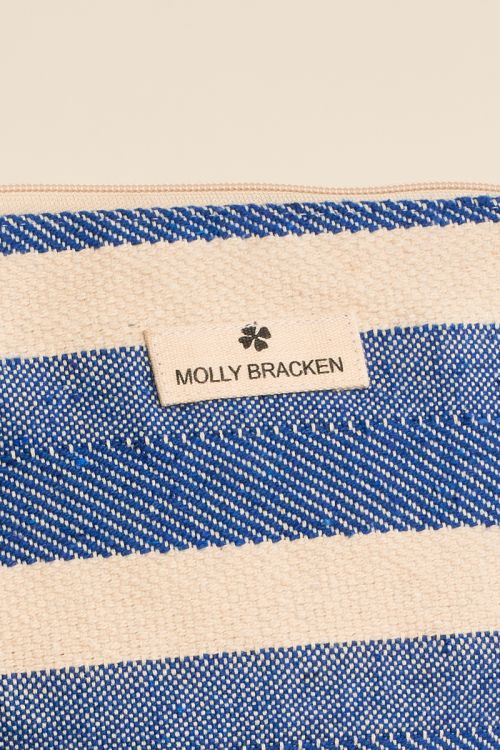 Neceser de mujer de tela, estampado rayas.