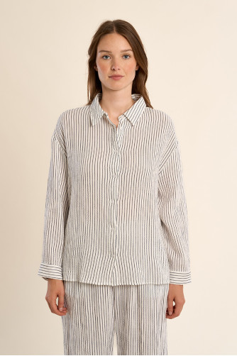 Oversized cotton shirt, striped