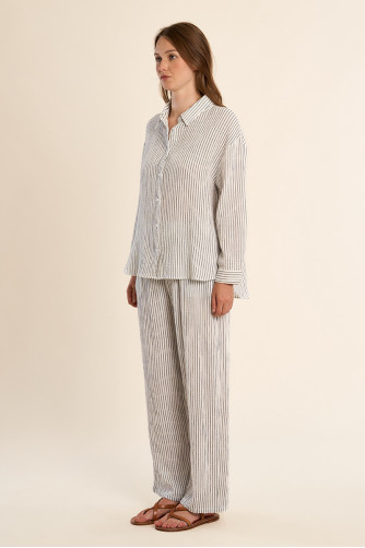 Chemise en coton oversize, rayée