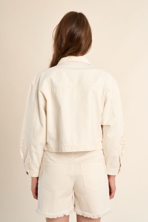 Denim jacket, broderie anglaise details