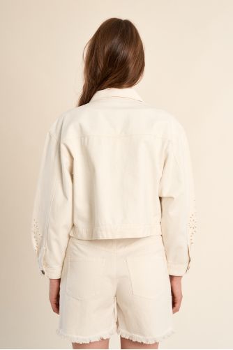 Denim jacket, broderie anglaise details