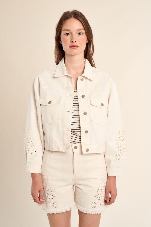 Denim jacket, broderie anglaise details
