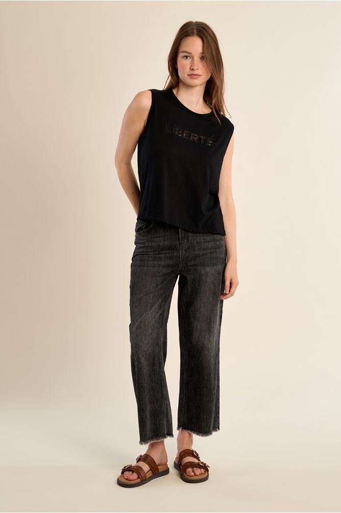 "Openwork T-shirt ""Liberté"""