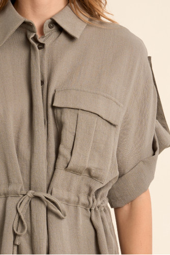 Chemisier Safari, nouable à la taille