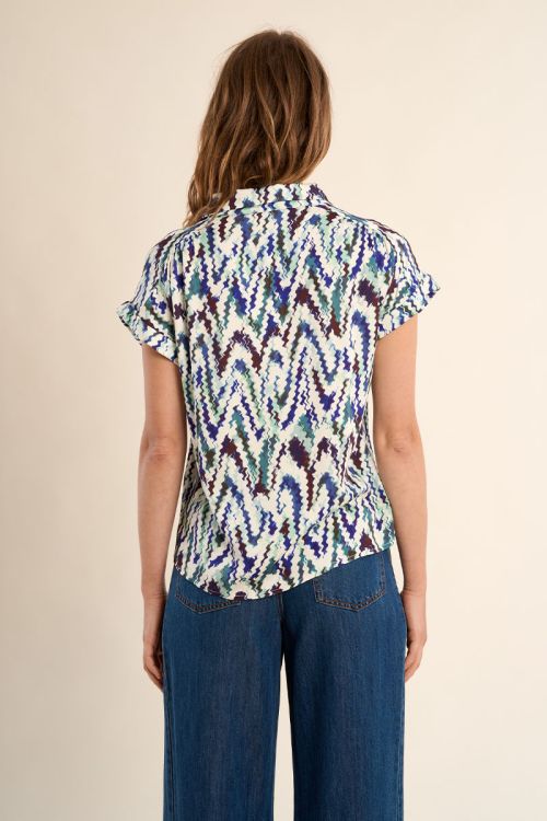 Short-sleeved blouse, printed