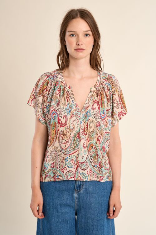 Top de mujer de manga corta, con estampado.