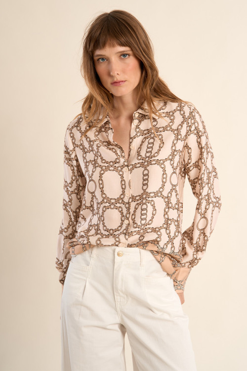 Chemise imprimée, effet satiné