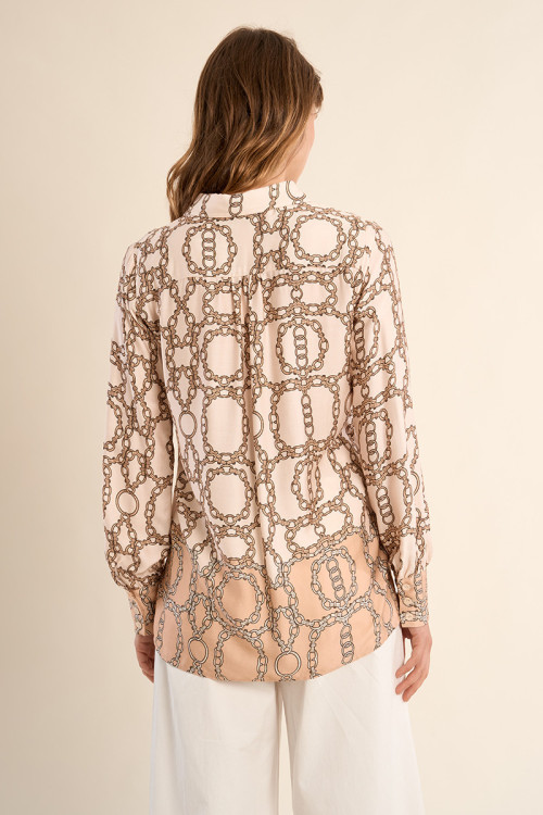 Camisa de mujer de manga larga, estampado fantasía.