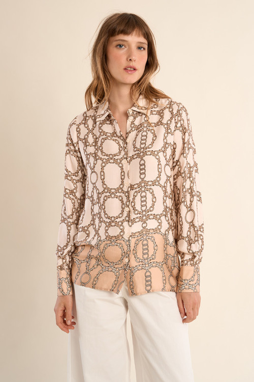 Chemise imprimée, effet satiné