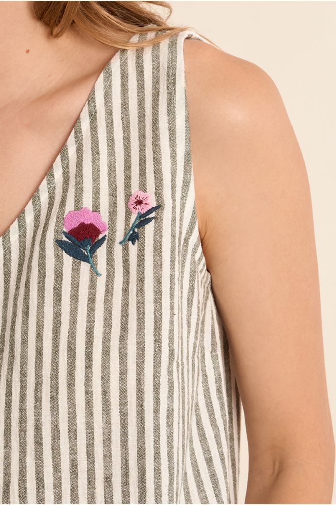 Tank top with wide straps, striped