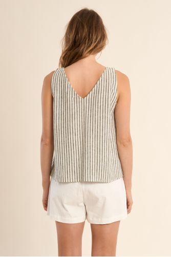 Tank top with wide straps, striped