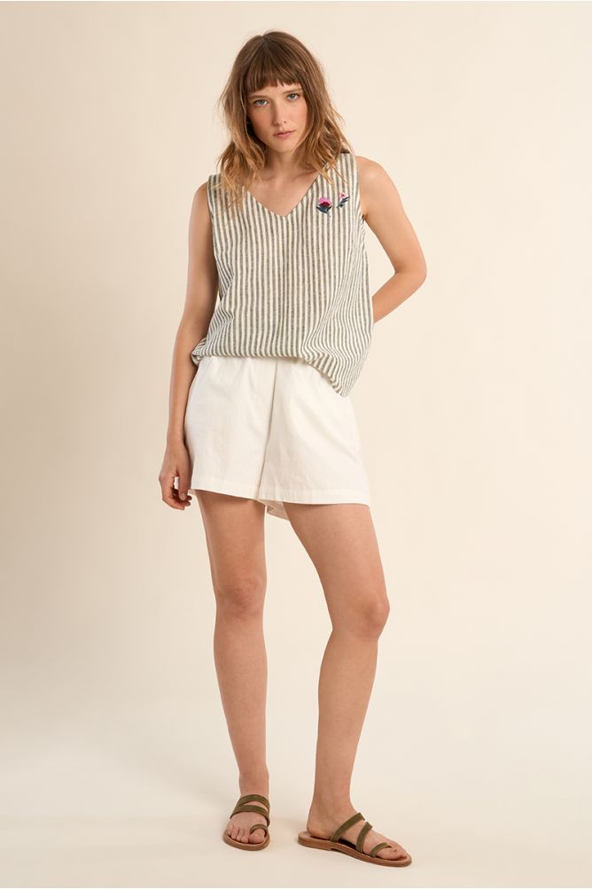 Tank top with wide straps, striped