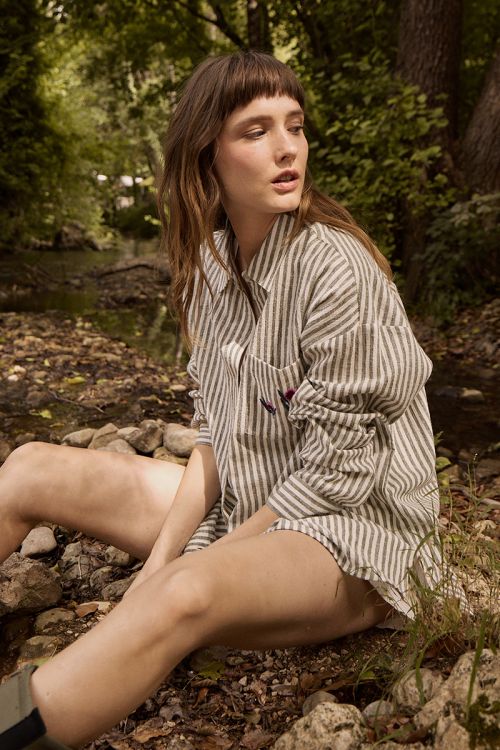 Chemise en coton, rayée