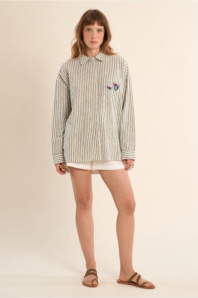 Chemise en coton, rayée