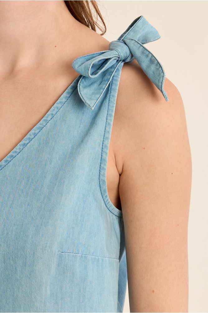 Débardeur en coton, bretelles à nouer