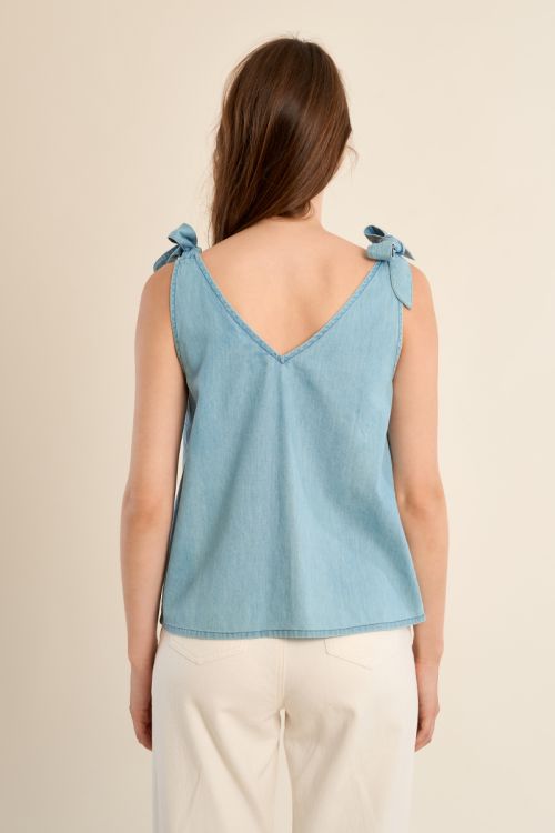 Cotton tank top, tie straps