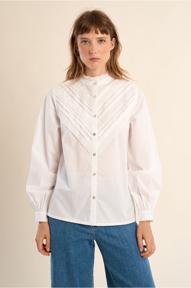 Chemise en coton, à dentelle