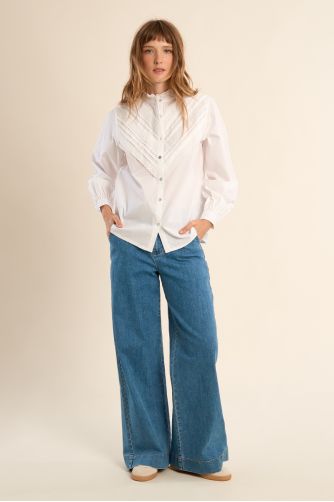 Cotton shirt, with lace