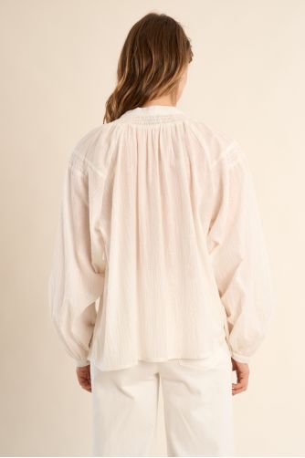 Blouse en coton, col mao