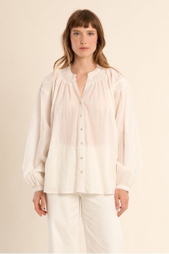 Blouse en coton, col mao