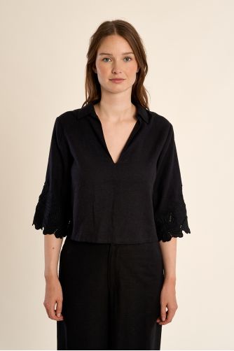 Chemisier crop, en coton