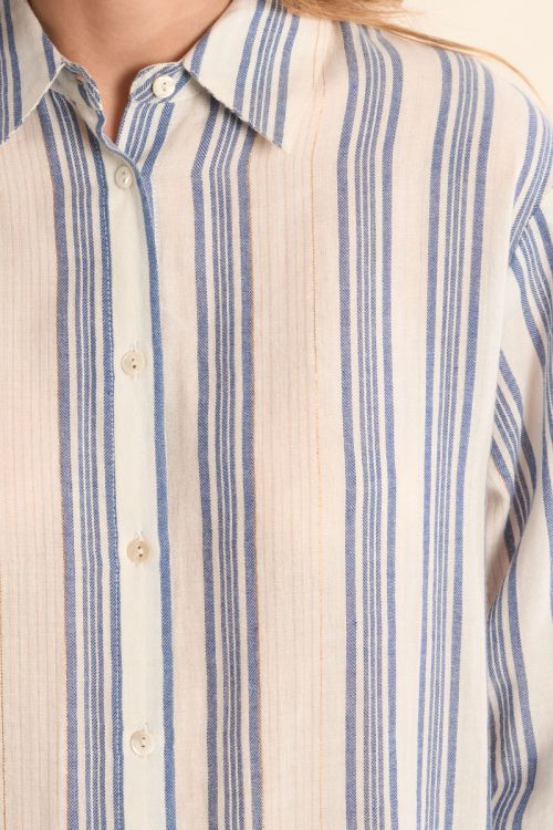 Camisa de mujer de manga larga, estampado rayas.