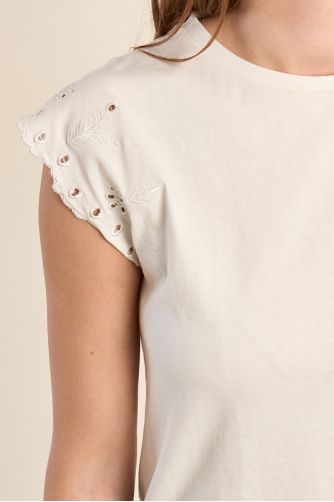T-shirt en coton avec manches brodées