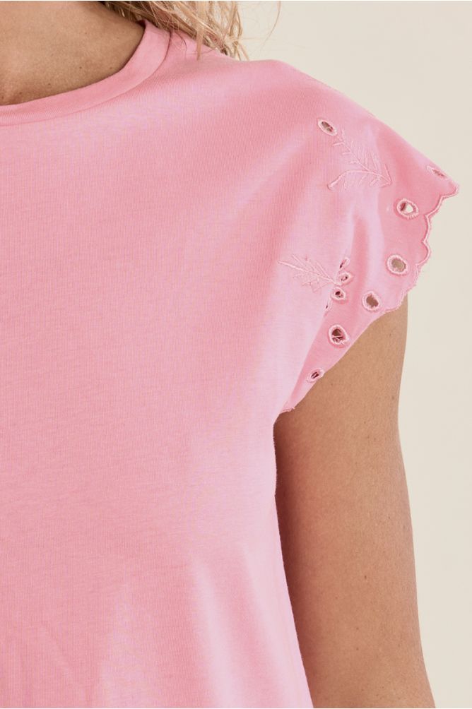 T-shirt en coton avec manches brodées