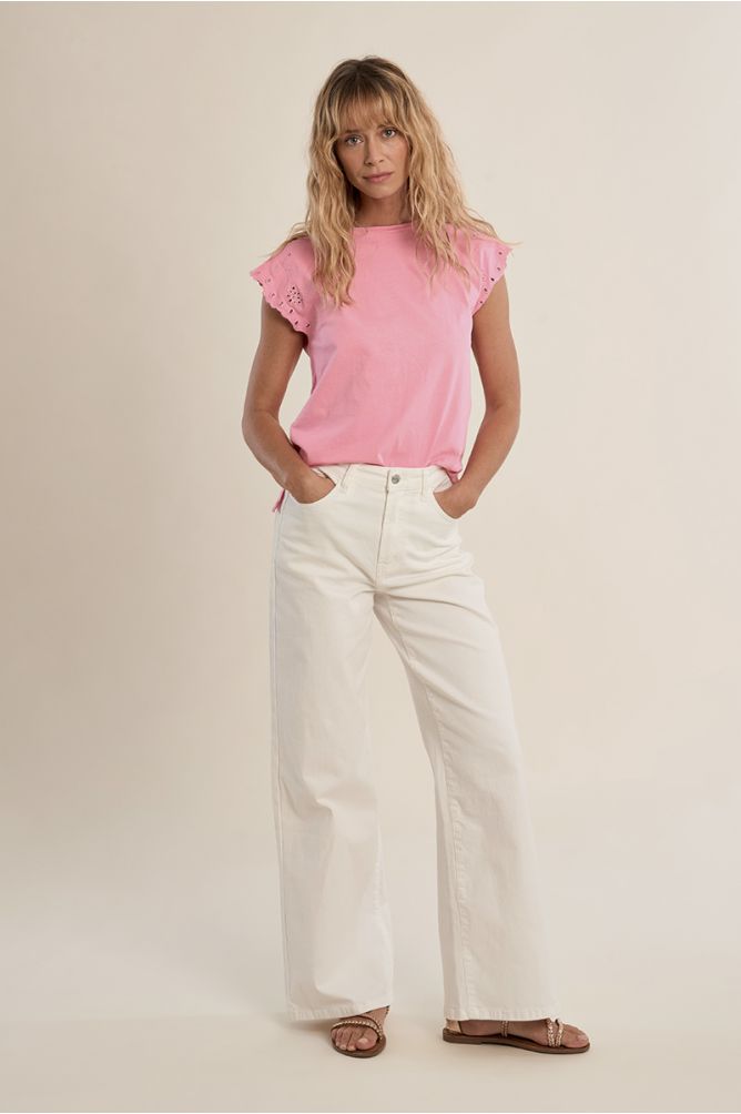 T-shirt en coton avec manches brodées