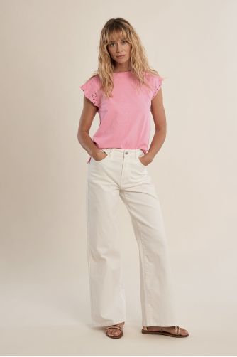 T-shirt en coton avec manches brodées