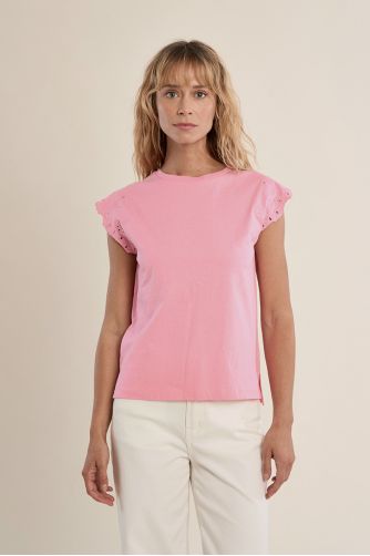 T-shirt en coton avec manches brodées