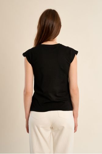 T-shirt en coton avec manches brodées