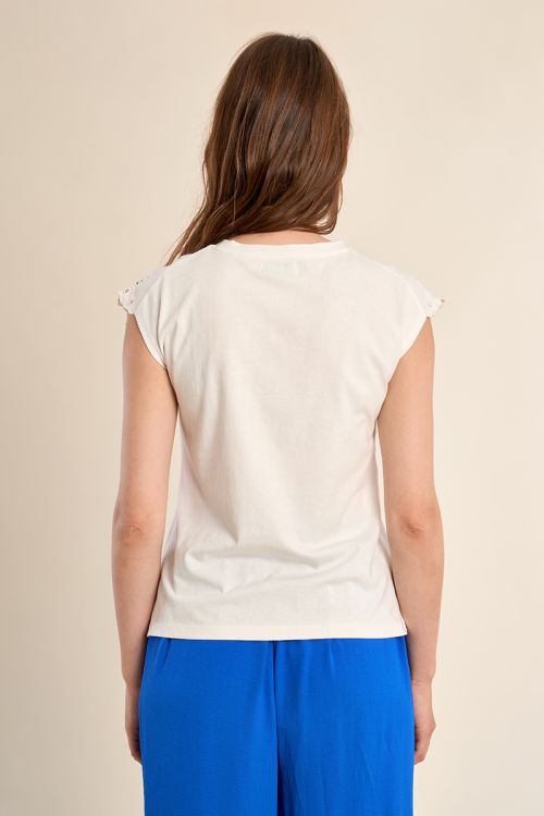 Cotton T-shirt with embroidered sleeves