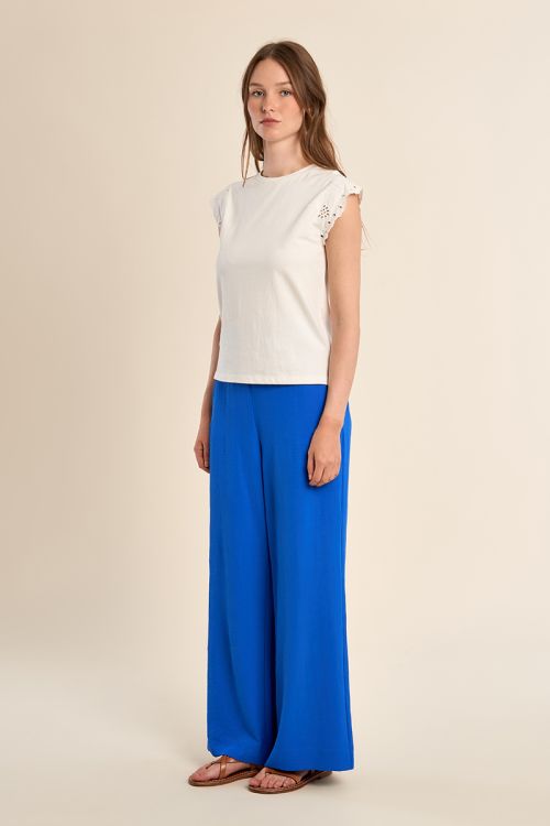 Cotton T-shirt with embroidered sleeves