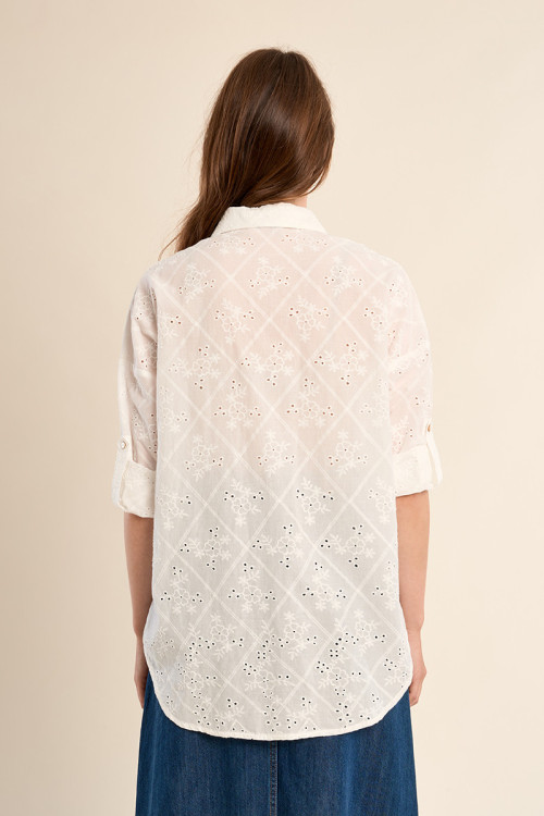 Cotton shirt, broderie anglaise