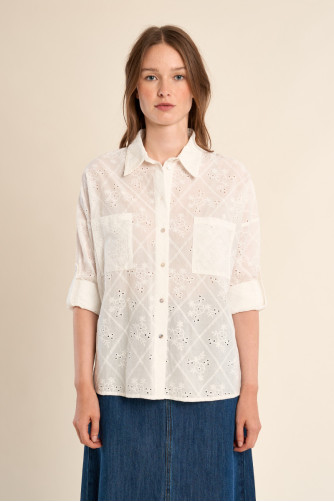 Chemise en coton, broderie anglaise