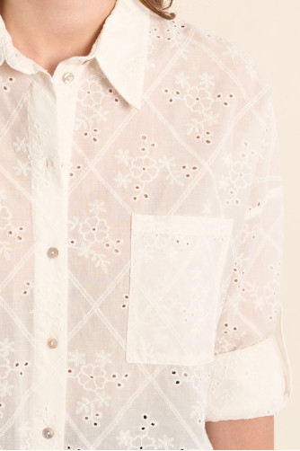 Cotton shirt, broderie anglaise