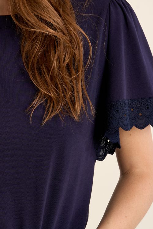 Oversized cotton T-shirt, ruffled sleeves