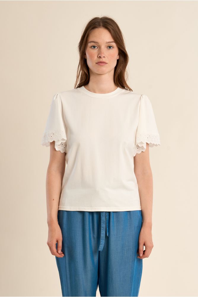 T-shirt en coton oversize, manches volantées