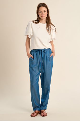 T-shirt en coton oversize, manches volantées