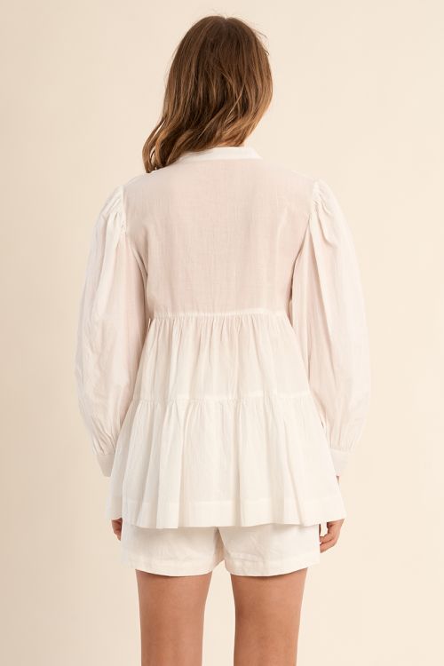 Long cotton shirt, broderie anglaise