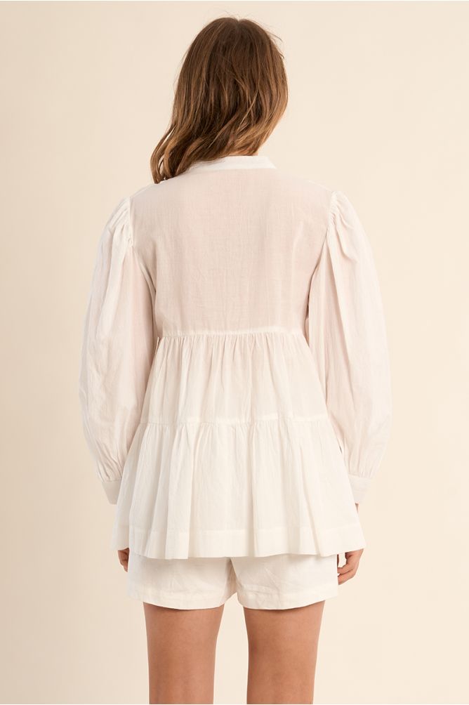 Long cotton shirt, broderie anglaise